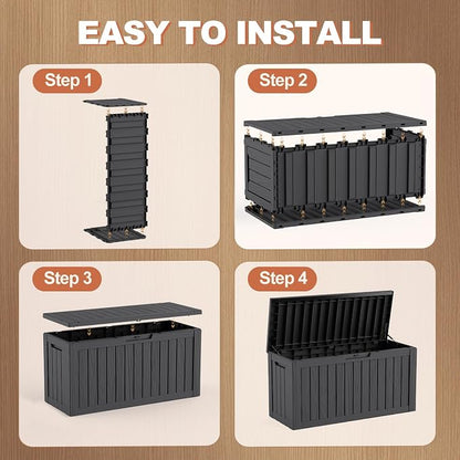 EFU Outdoor Storage Box 140 Gallon Deck Box Lockable UV Resistance Waterproof - Image 7