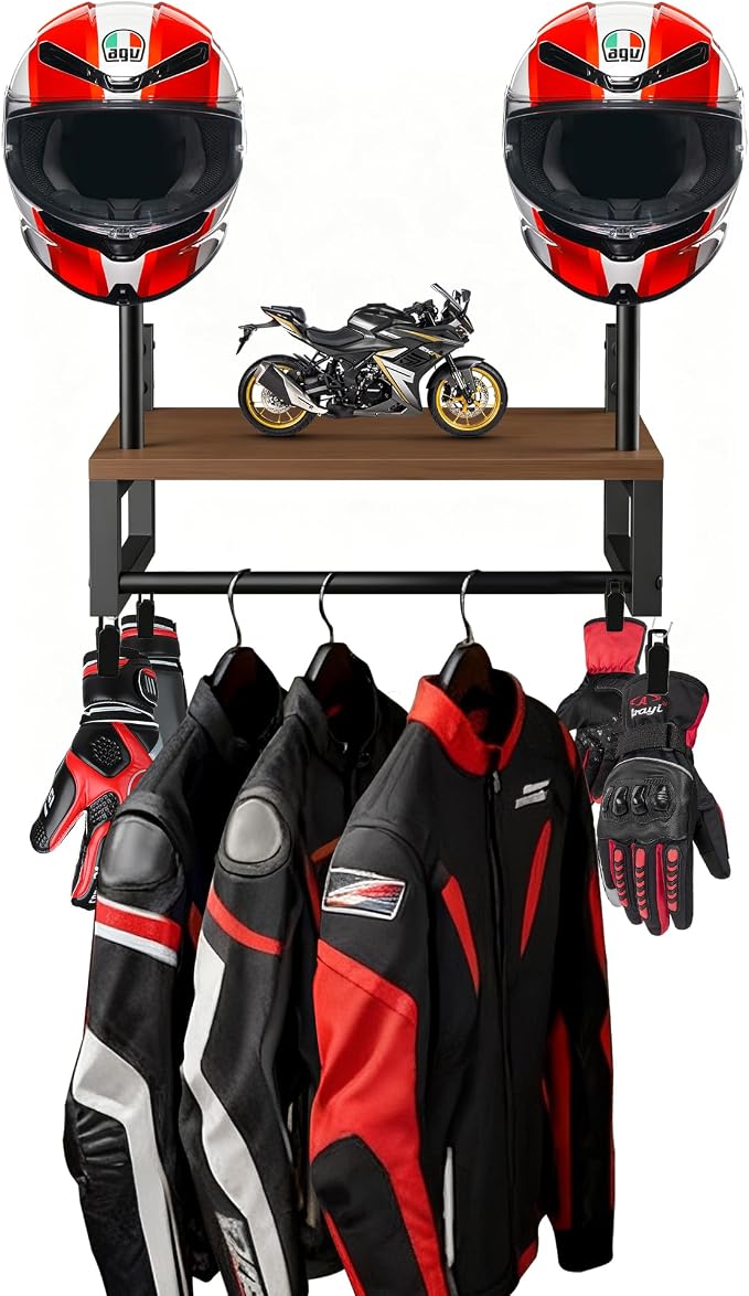Motorcycle Helmet Holder Wall Mount, Motorcycle Gear Rack by hanvate