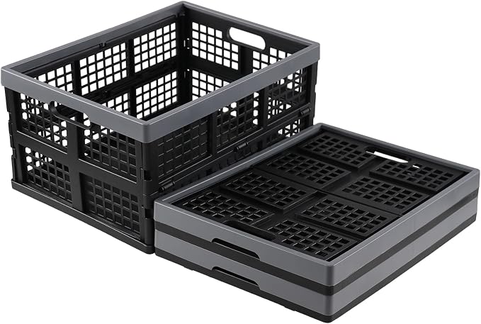 Foldable Storage Crates, Stackable Design, Built-in Handles, Space-Saving - Image 7
