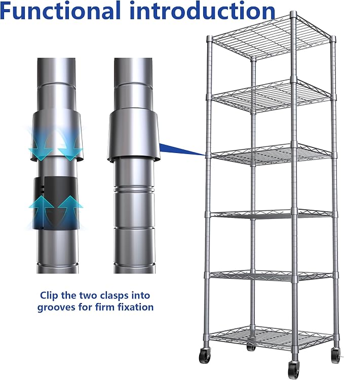 REGILLER 6 Wire Shelving Steel Storage Rack Adjustable Unit Shelves - Image 6