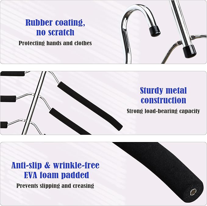 Hangers Space Saving Clothes Hanger 2 Packs Swing Arm Non Slip Padded Coat - Image 2