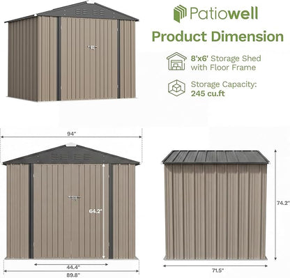 Patiowell 8x6 FT Storage Shed - Image 2