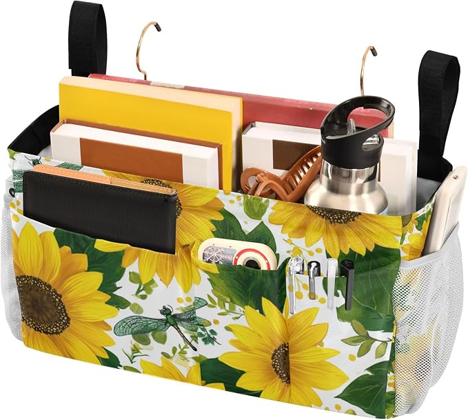 Cute Yellow Sunflowers and Dragonflies Bedside Caddy - Image 3