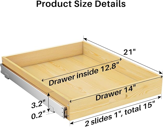 2Pack Pull Out Cabinet Organizer, Soft Close Wooden Slide Out Drawers - Image 2