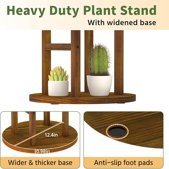 LASZOLA 4 Tiered Wood Plant Stand Indoor Corner - Image 6