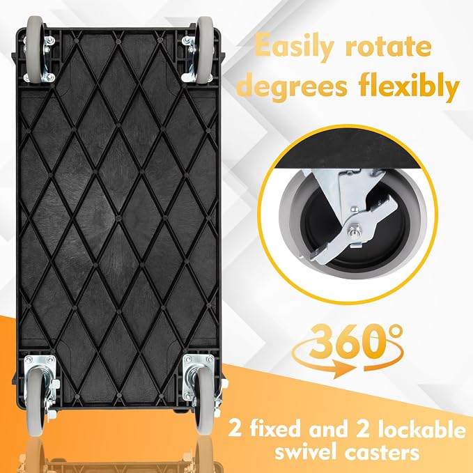 ELAFROS Utility Cart with Ergonomic Handle and Built-in Tool Compartments - Image 4