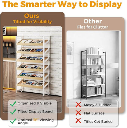 6-Tier Floor Standing Magazine Rack, Modern Literature Display Stand, Heavy - Image 4