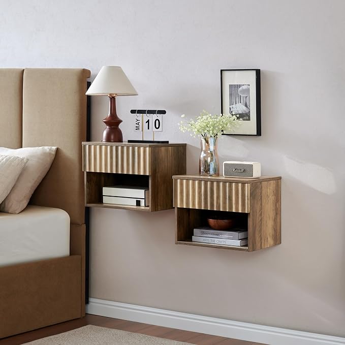 Floating Nightstand with Fluted Drawer by BuildHom