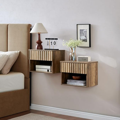 Floating Nightstand with Fluted Drawer by BuildHom