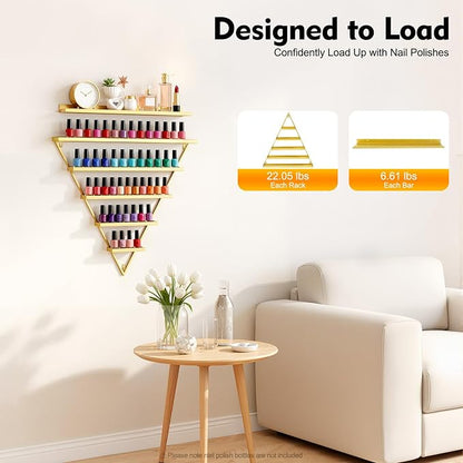 Elegant Wall Mounted Nail Polish Storage Rack Set of 10 Triangular Cosmetic - Image 2