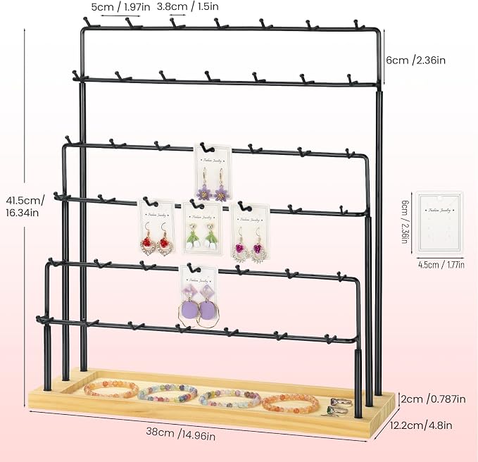 Earring Display for Vendors, 6 Tiers Earring Rack Display Holder Stand - Image 2