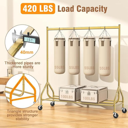 EAGMAK Heavy Duty Clothes Rack Load 420 LBS, Rolling Garment Rack - Image 2