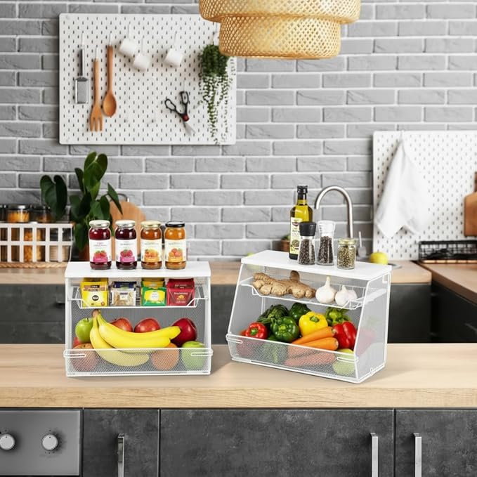 Teenyyou 2 Pcs Stackable Mesh Fruit Basket - Image 5
