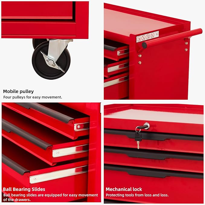 7-Drawer Rolling Tool Chest Cabinet, Large Capacity Metal Tool Box - Image 4