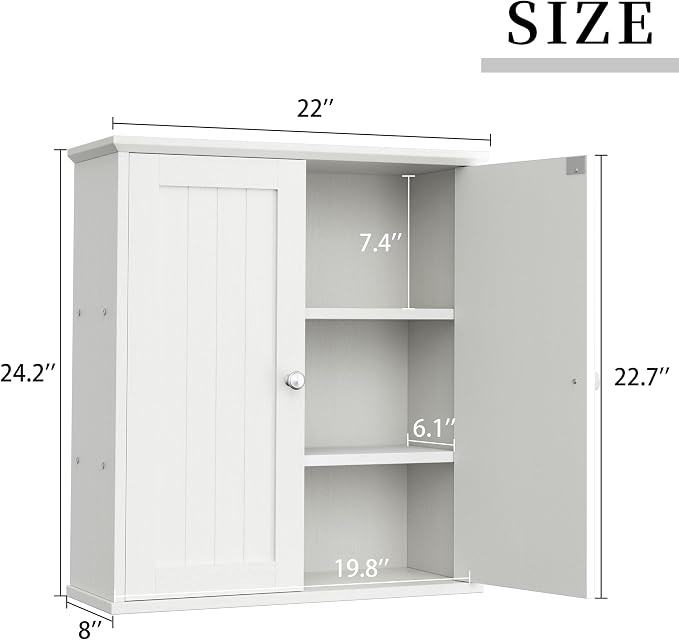 Shintenchi Bathroom Wall Medicine Cabinet, Over The Toilet Storage, - Image 3