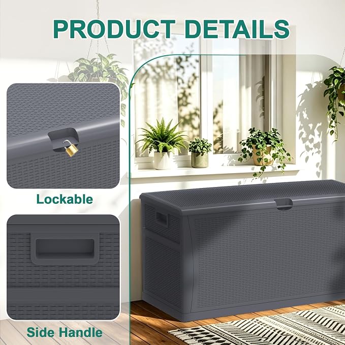 EHHLY 121 Gallon Outdoor Storage Box Large, Lockable Outside Storage Containers - Image 5