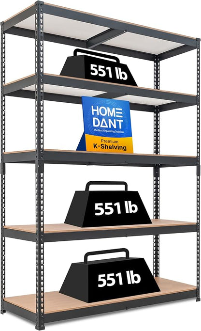 HOMEDANT 5 Tier Storage Shelves Adjustable Laminated Boltless Garage Metal by TheBestOrganizingSolution