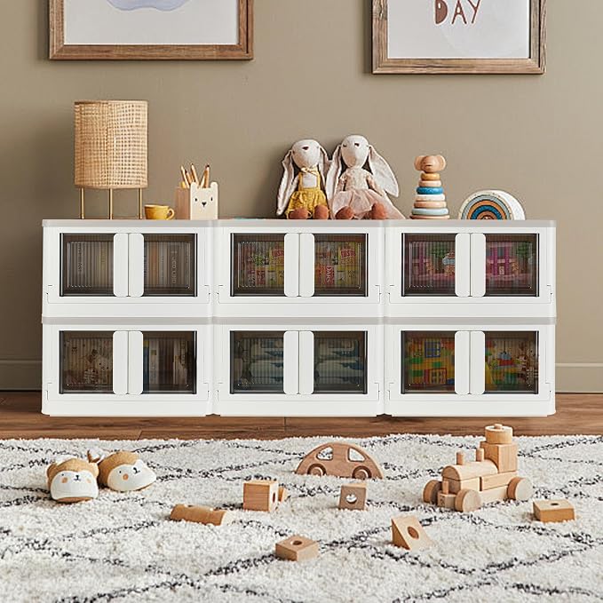 Storage Cabinet with Lids, Foldable Box, 8.4 Gallon, With Double Door and Buckle - Image 7