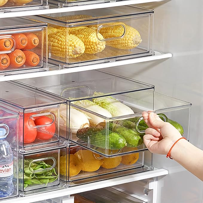 MANO 2Pack Clear Fridge Drawers Pull Out Stackable Refrigerator Drawer - Image 9