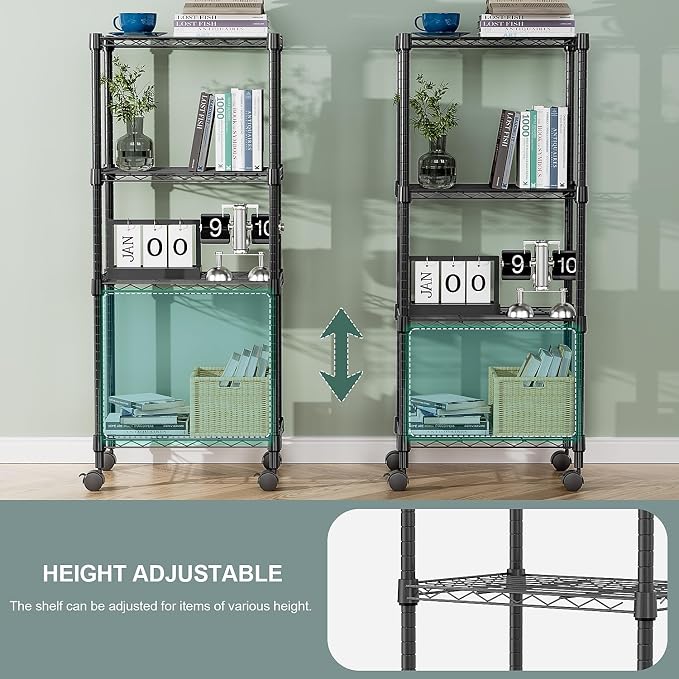 4-Shelf Adjustable Heavy Duty Steel Wire Rack, Adjustable Storage Shelving Unit - Image 6