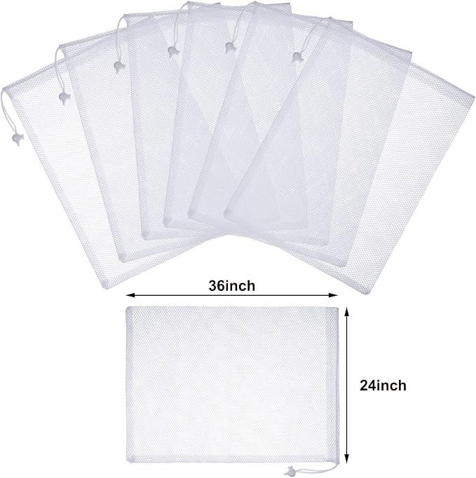 TecUnite 10 Pcs Mesh Bags Drawstring Laundry Bags Large Nylon Mesh Gift - Image 3