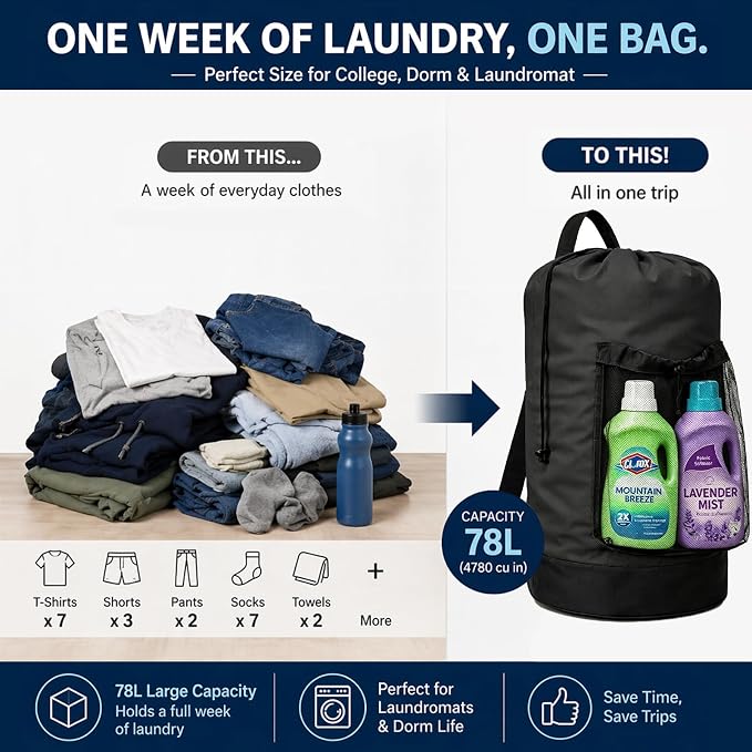 Backpack Laundry Bag Durable Polyster Laundry Backpack Bag - Image 5
