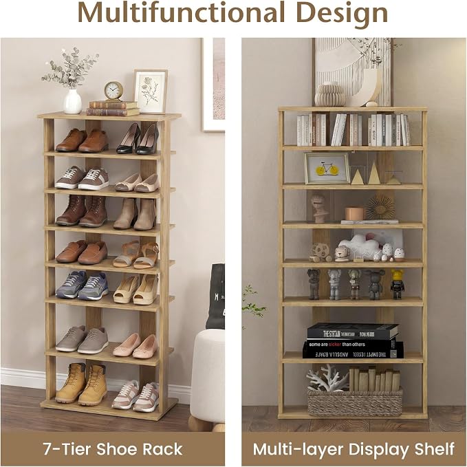 Tangkula 8-Tier Vertical Shoe Rack, Space-Saving Corner Shoe Organizer - Image 6