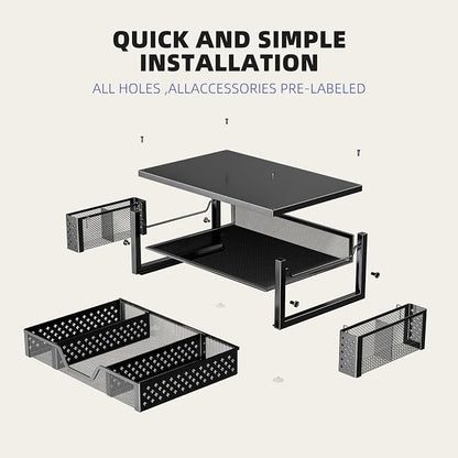Simple Trending 2-Tier Monitor Stand Riser, Drawer & 2 Pen Holders - Image 3