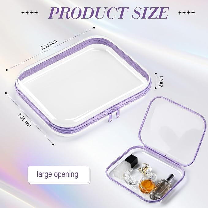 Hoolerry 4 Pcs Hard Clear Zipper Case Makeup Bags Plastic Pencil Pouch - Image 2