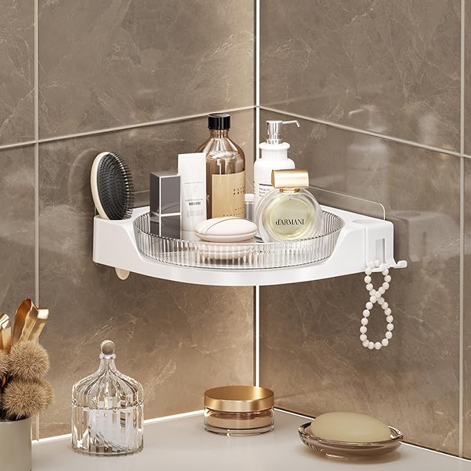 360 Rotating Makeup Organizer Spinning Bathroom Organizer 1 Pack Corner Storage by KOUHTIKA