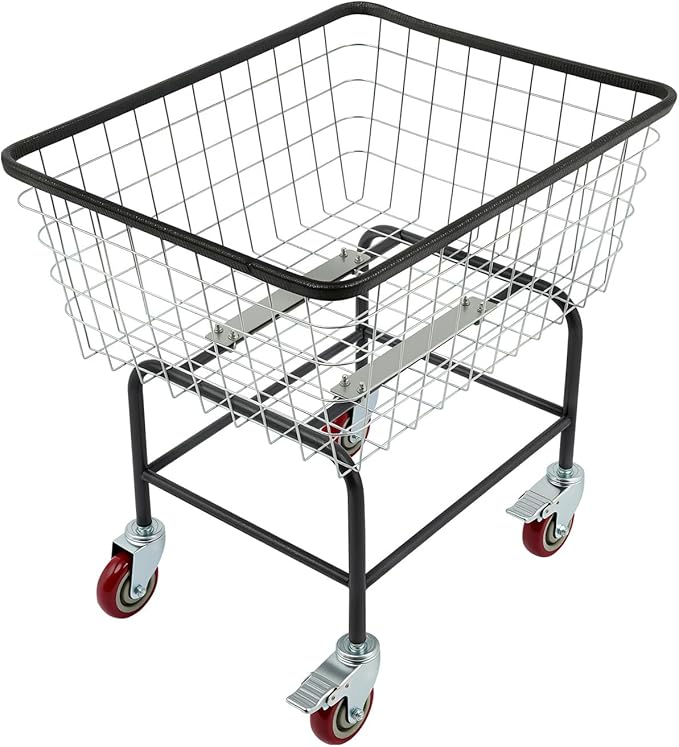 Wire Laundry Cart, 2 Bushel Wire Laundry Basket by Unknown