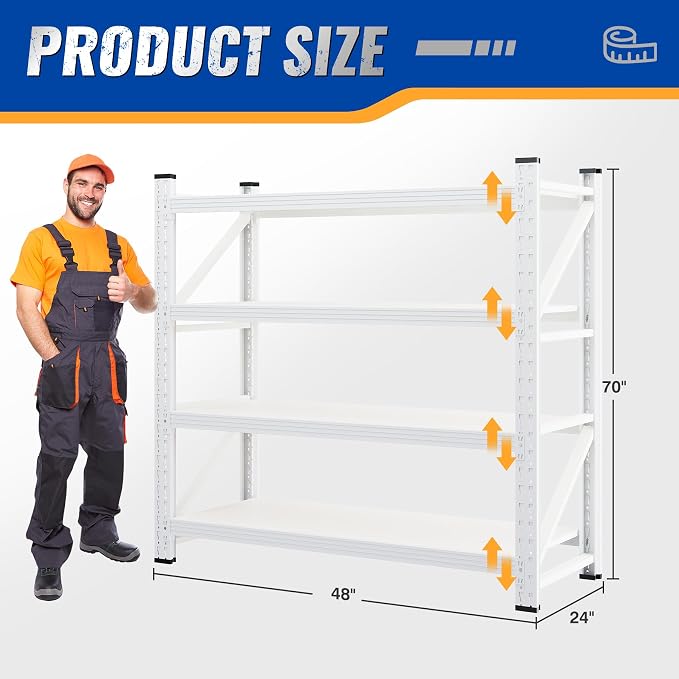 BYNSOE 48" W Storage Shelves 3000lbs Garage Metal Shelving Heavy Duty Garage - Image 2