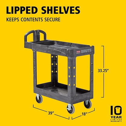 Rubbermaid Commercial Products 2-Shelf Utility/Service Cart, Lipped Shelves - Image 6