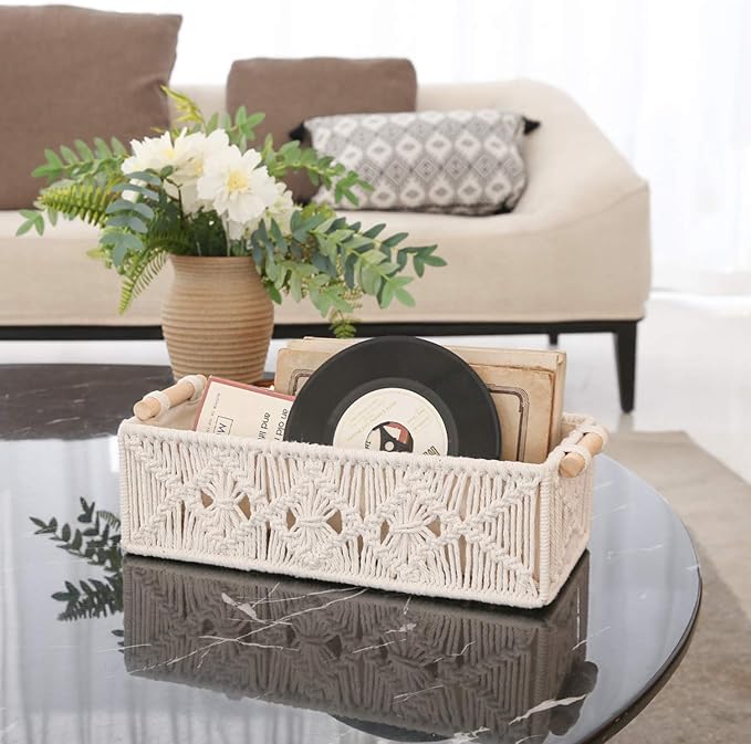 Mkono Macrame Storage Baskets Boho Decor Box Handmade Woven Decorative - Image 3