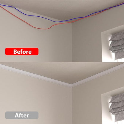 ZhiYo Corner Cable Hider for 2 Cords, Hide Wires in Wall Corners 12ft White | 4 - Image 3