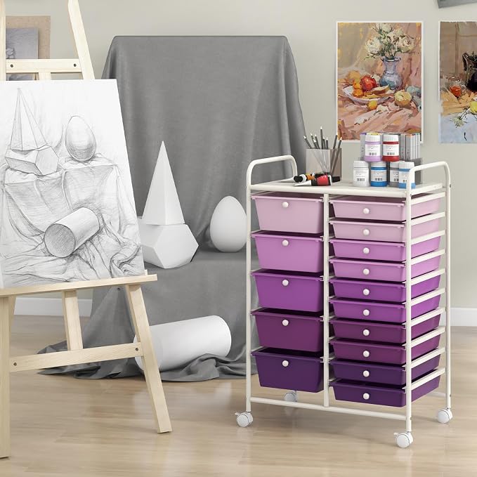 Giantex 15 Drawers Rolling Cart, Classroom Organizers, Storage Cart - Image 9