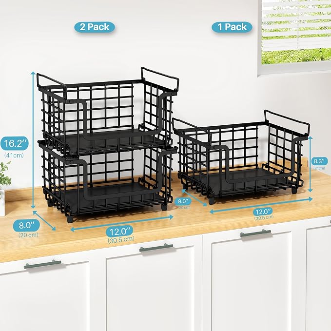 2 Pack Stackable Metal Wire Vegetable Fruit Basket - Image 6