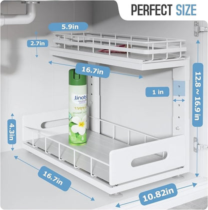 Under Sink Organizer Upgrade To Professional Rails, 2-Tier Dual Pull Out - Image 2