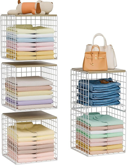 Hencawima 5PCS Stackable Closet Organizers and Storage, Closet Shelves by Hencawima