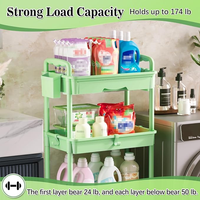 SUNALLY 4 Tier Rolling Utility Cart - Image 5