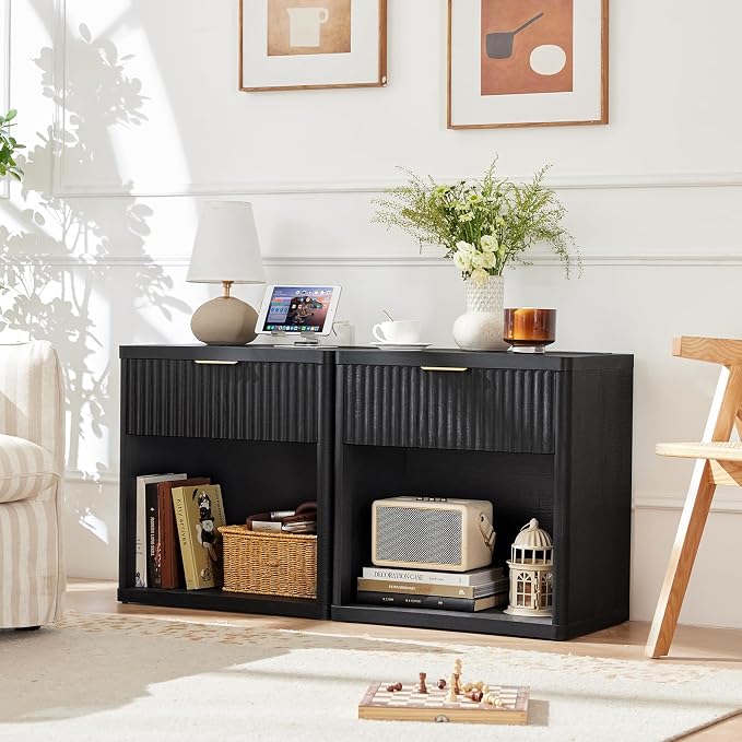 LEYAOYAO Fluted Farmhouse Nightstand Set of 2 - Image 4