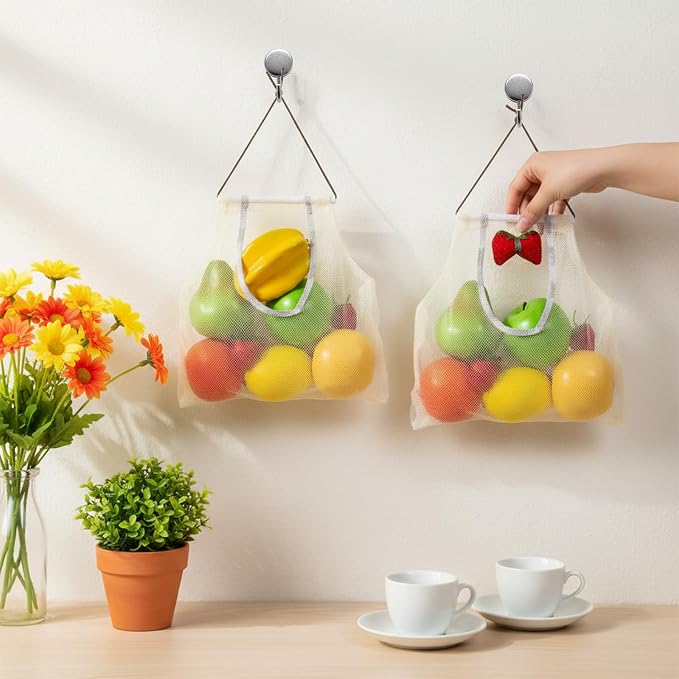 2PCS Hanging Mesh Storage Bags for Fruits, Vegetables, Garlic - Image 6