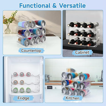 Large Compartment Water Bottle Organizer Rack, 3 Pack Stackable Tumbler Storage - Image 6