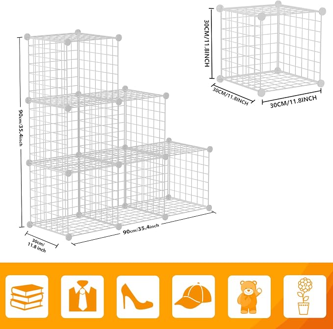HUBSON Wire Cube Storage Organizer, Book/Toy/Craft/Potted Plants and petCloset - Image 3