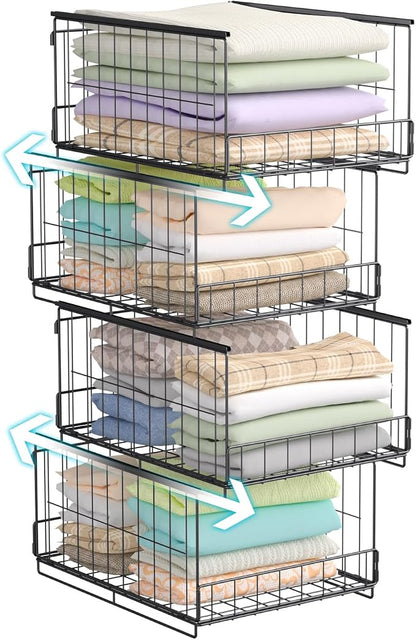 4-Tier Stackable Closet Organizer and Storage Shelves, Sturdy Metal Clothing by Unknown