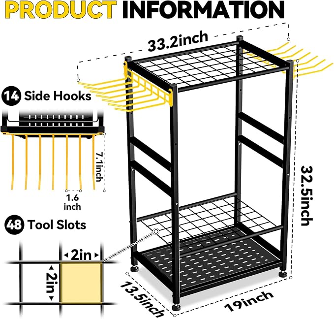 Garden Tool Organizer, Up 48 Long Handle Tool, Garage Storage and Organization - Image 2