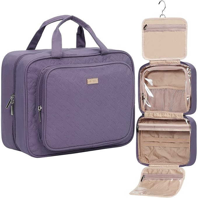 NISHEL Travel Toiletry Bag for Women, Makeup Essentials Organizer, Hanging Case by NISHEL