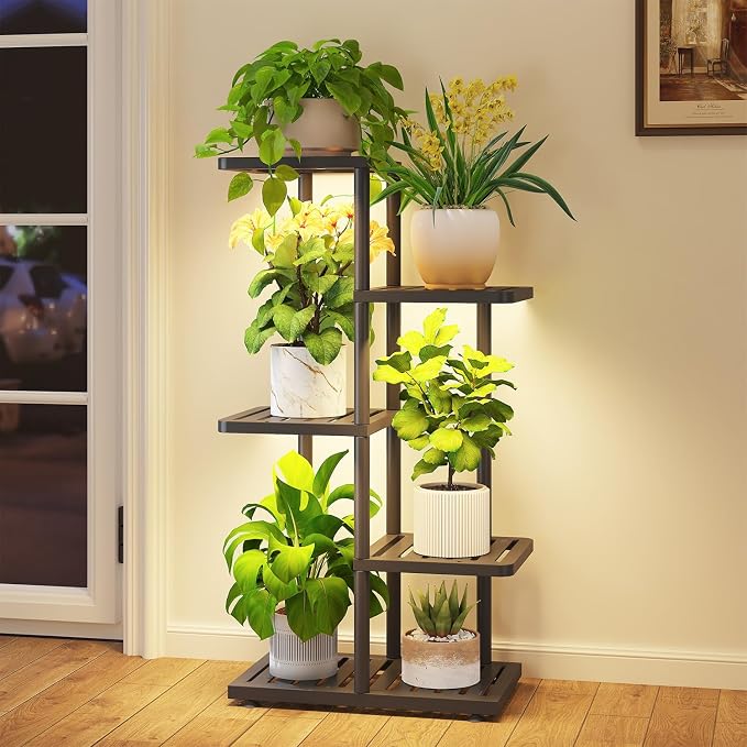 iDavosic.ly Plant Stand with Grow Light Indoor Outdoor, 4-Tier Tall Metal by iDavosicly