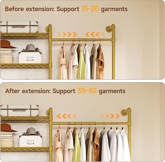 ONBRILL H3 Expandable Wall Mounted Closet System, 5.4FT-8.1FT Closet Organizer - Image 5