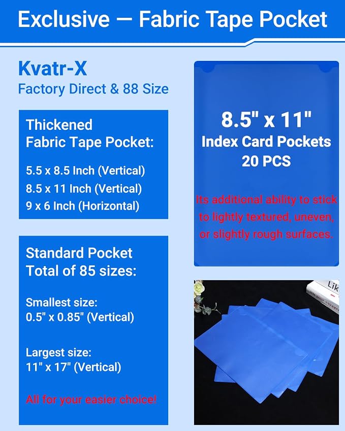 20 PCS Clear Self Adhesive Plastic Label Pockets, Top Loading Business & - Image 7
